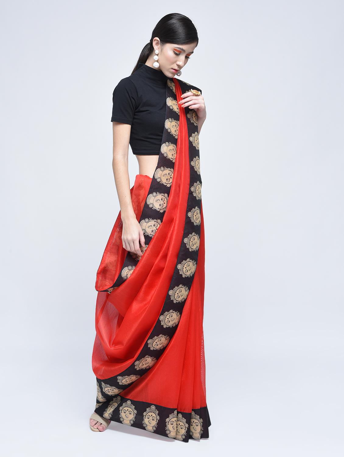 kalamkari printed border bhagalpuri saree with blouse - 15482358 - Zoom Image - 1