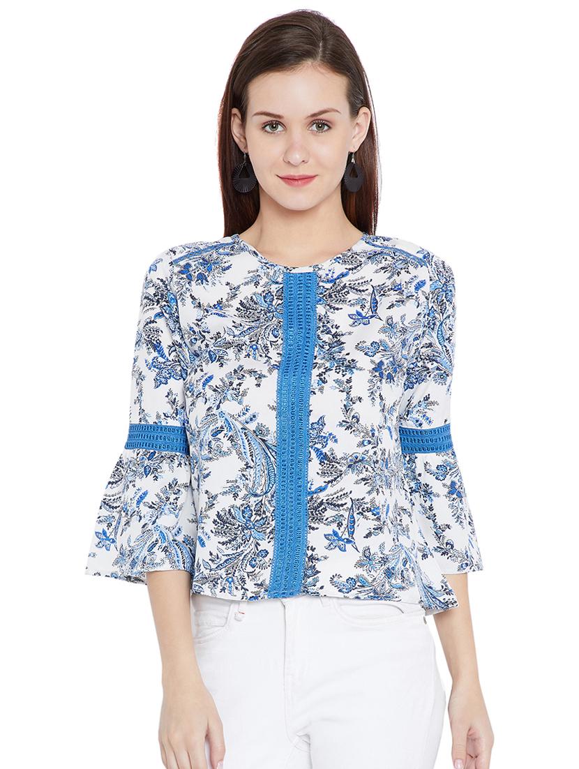 crochet detailed printed top - 15482690 - Zoom Image - 1
