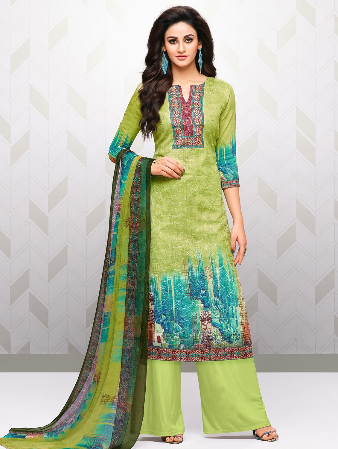 embroidered unstitched palazzo suit - 15482843 - Zoom Image - 1