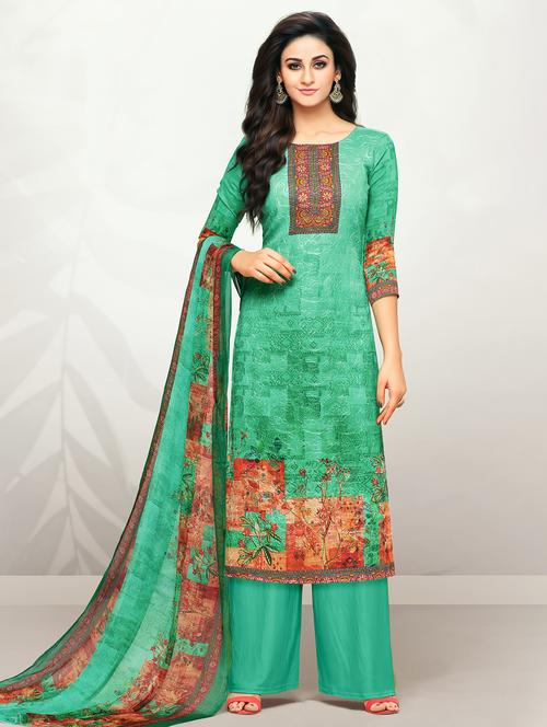 embroidered unstitched palazzo suit - 15482847 - Standard Image - 1