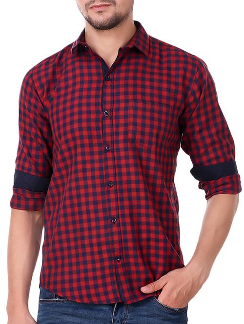 red cotton casual shirt - 15482956 - Standard Image - 1