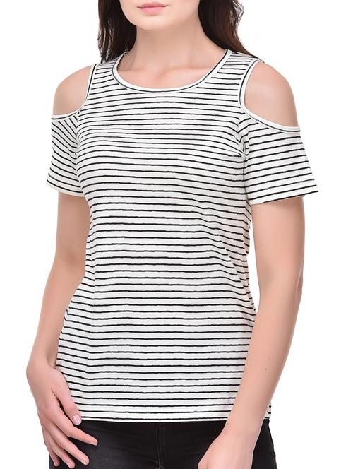 cold shoulder striped top - 15483151 - Standard Image - 1