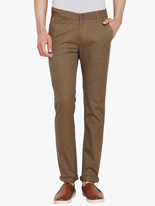 brown cotton chinos casual trousers - 15483206 - Standard Image - 1