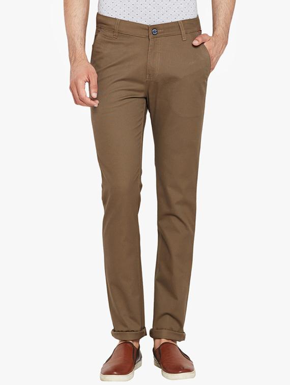 brown cotton chinos casual trousers - 15483206 - Zoom Image - 1