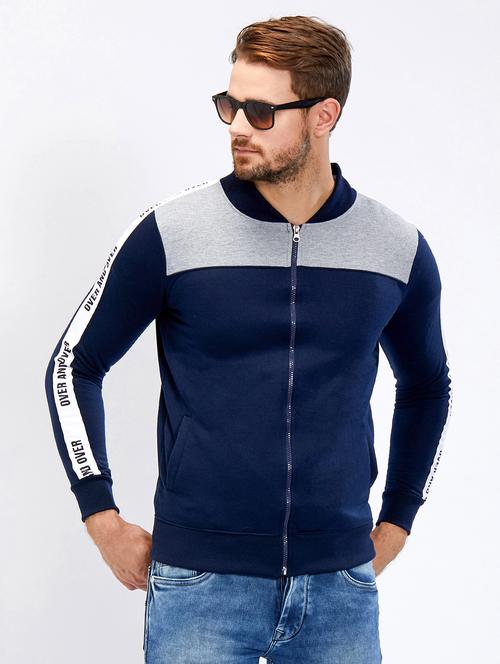 navy blue cotton casual jacket - 15483584 - Standard Image - 1