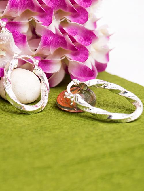 silver metal hoop earring - 15483939 - Standard Image - 1