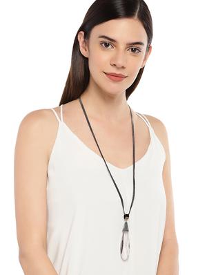 black metal long necklace - 15484045 - Standard Image - 3