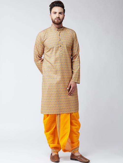 orange cotton dhoti kurta set - 15484993 - Standard Image - 1