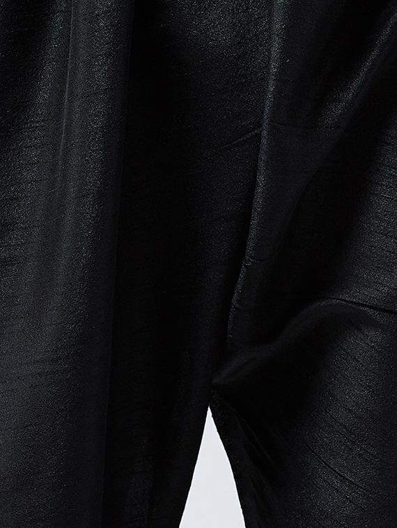 dark green & black silk blend kurta pyjama set - 15485032 - Zoom Image - 5