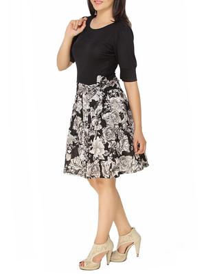 self tie waist pleated printed dress - 15485123 - Standard Image - 2
