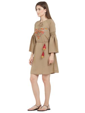 bell sleeved smocking detail embroidered dress - 15485173 - Standard Image - 2