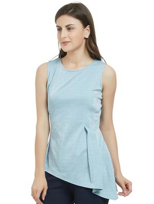 pleat detail asymmetric shimmery top - 15485180 - Standard Image - 2