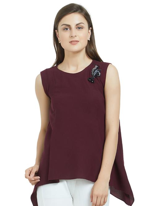 open back asymmetric embellished top - 15485182 - Standard Image - 1