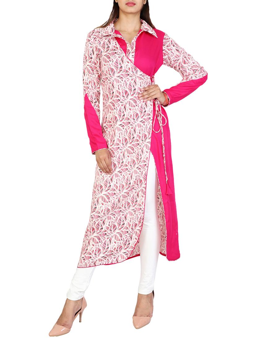 high slit kurta with drawstring - 15485429 - Zoom Image - 1
