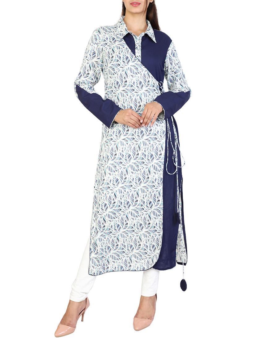 high slit kurta with drawstring - 15485449 - Zoom Image - 1