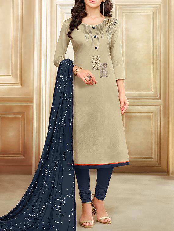 Embroidered unstitched churidaar suit - 15485861 - Zoom Image - 1