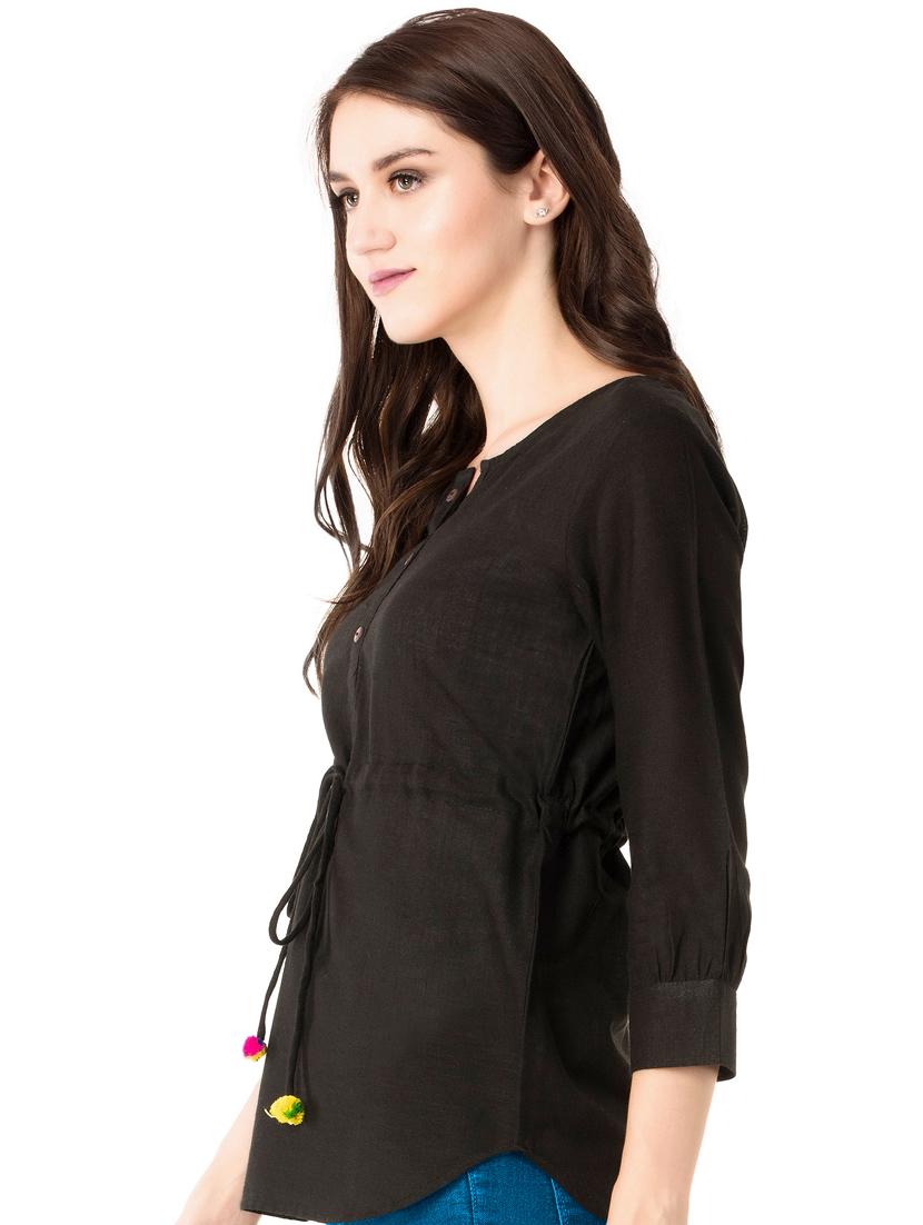 pom-pom drawstring waist top - 15486003 - Zoom Image - 2