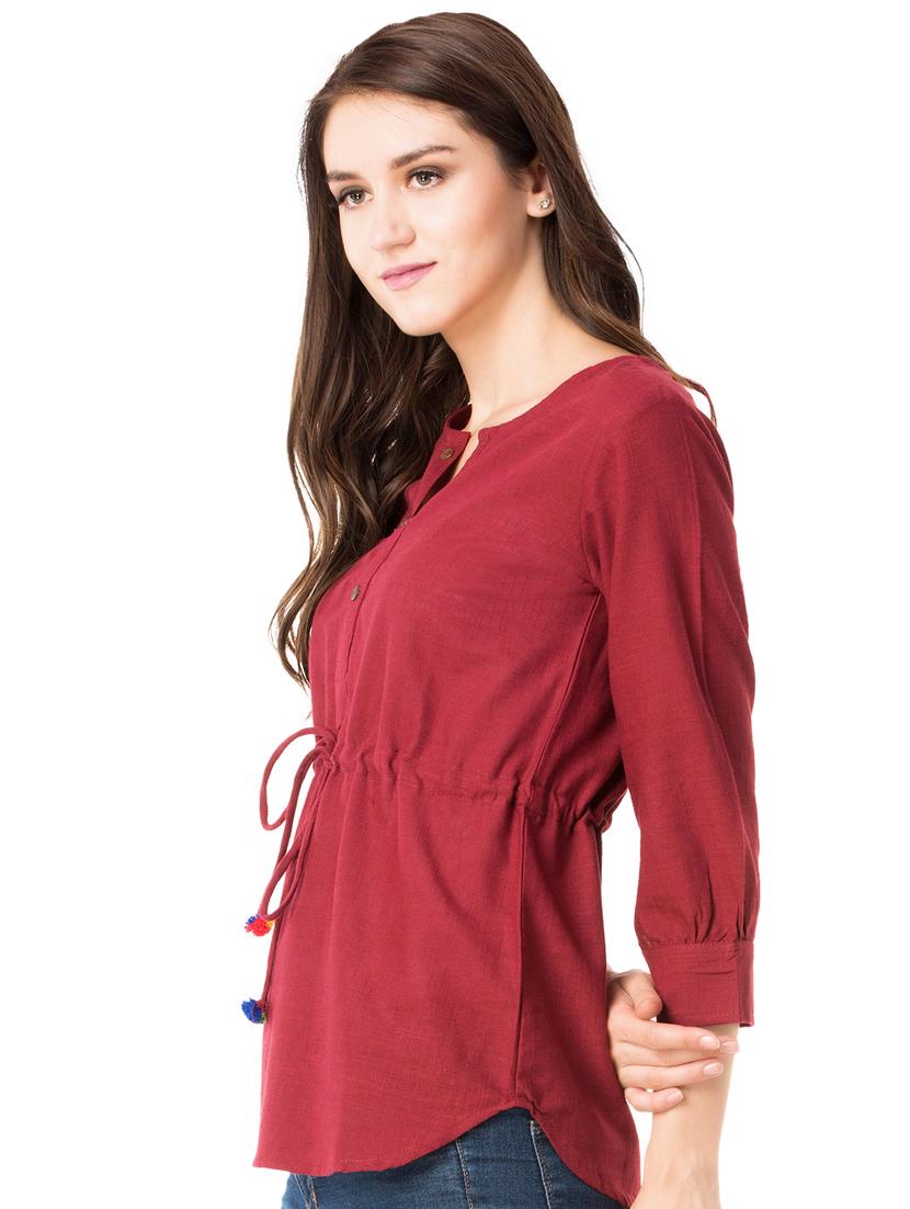 pom-pom drawstring waist top - 15486006 - Zoom Image - 2
