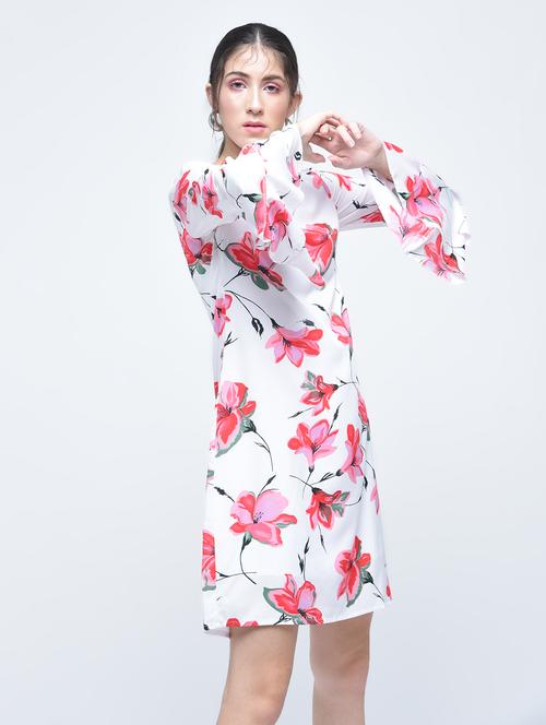Bell sleeved floral shift dress - 15486010 - Standard Image - 1