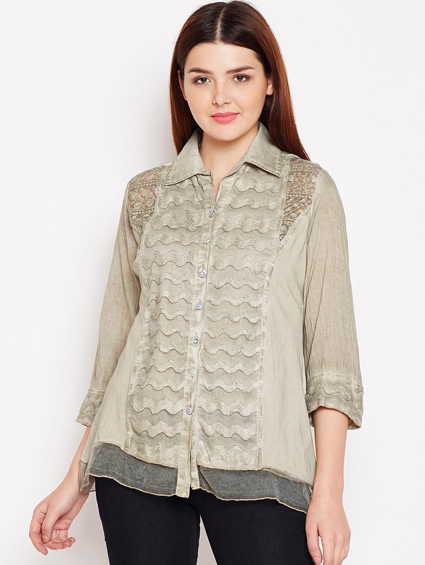 sheer paneled embroidered tunic - 15486154 - Zoom Image - 1