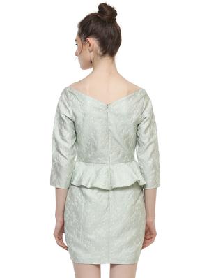 v neck jacquard peplum dress - 15486312 - Standard Image - 3