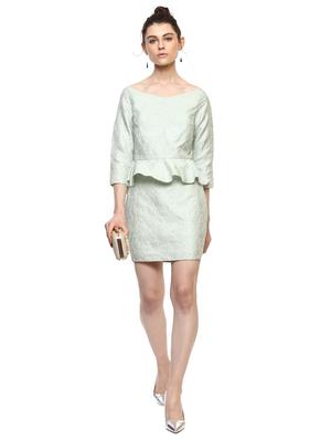 v neck jacquard peplum dress - 15486312 - Standard Image - 4