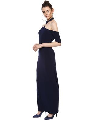 ring detail choker neck maxi dress - 15486321 - Standard Image - 2