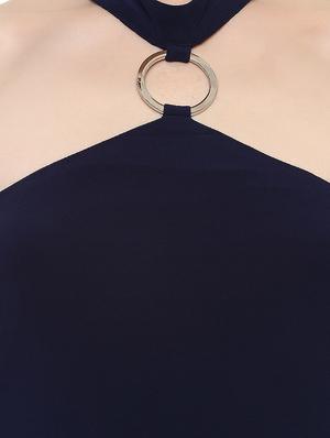 ring detail choker neck maxi dress - 15486321 - Standard Image - 5
