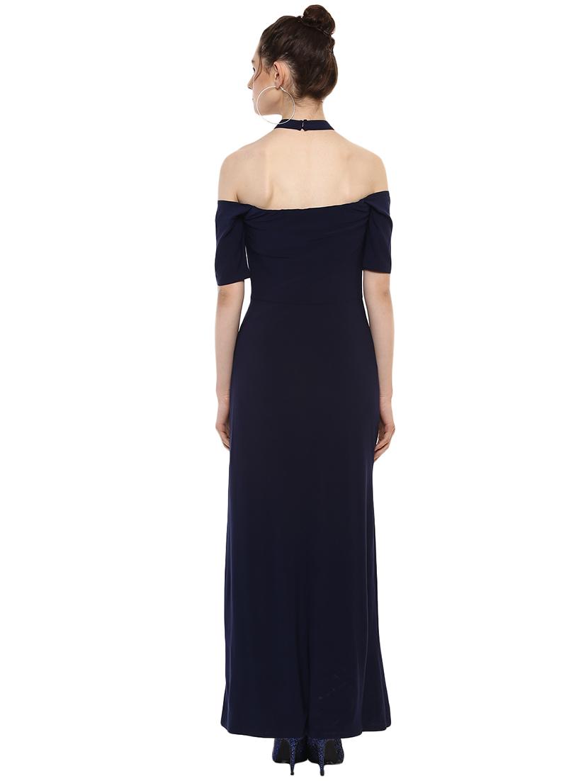 ring detail choker neck maxi dress - 15486321 - Zoom Image - 3