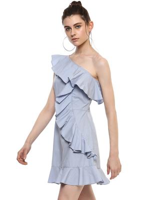 single shoulder ruffle dress - 15486327 - Standard Image - 2