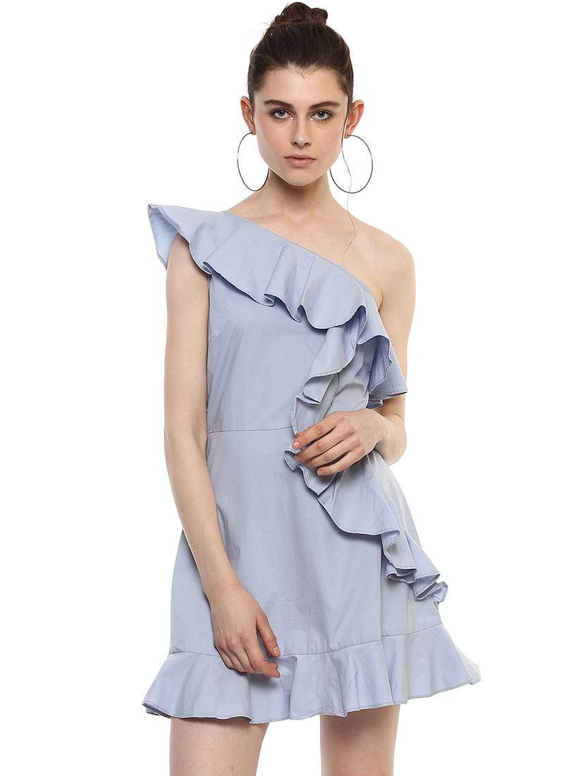 single shoulder ruffle dress - 15486327 - Zoom Image - 1