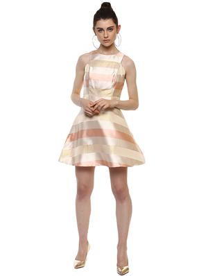 round neck striped a-line dress - 15486355 - Standard Image - 4