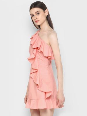 single shoulder ruffle dress - 15486357 - Standard Image - 2