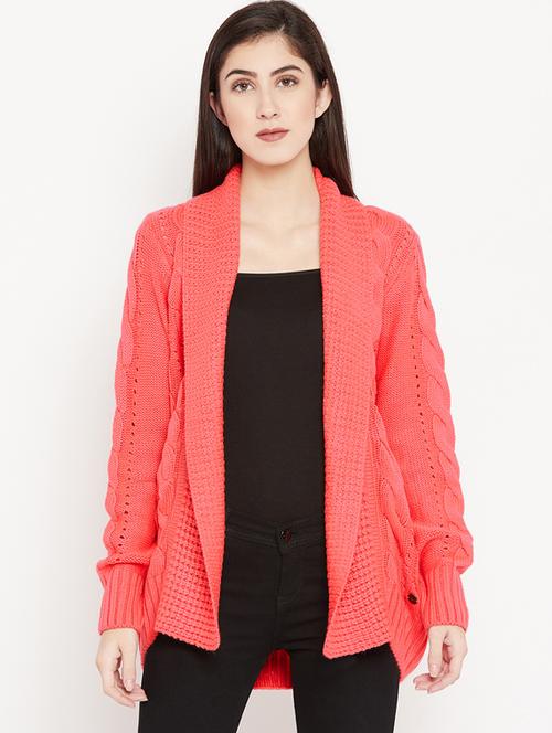 cable pointelle knit woolen shrug - 15486606 - Standard Image - 1