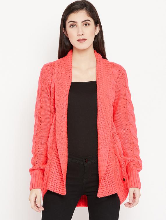 cable pointelle knit woolen shrug - 15486606 - Zoom Image - 1