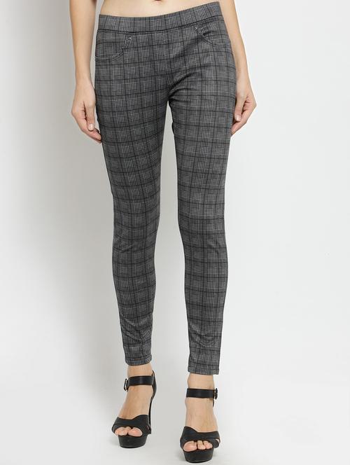 mid waist checkered jegging - 15486905 - Standard Image - 1