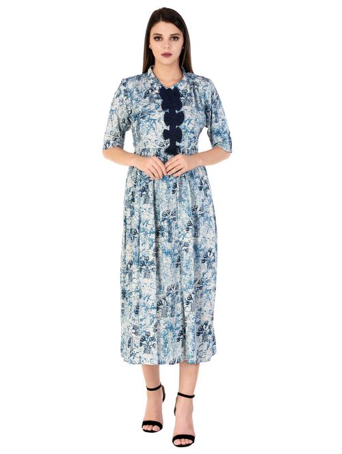 Flared bow detaling kurta - 15486924 - Standard Image - 1