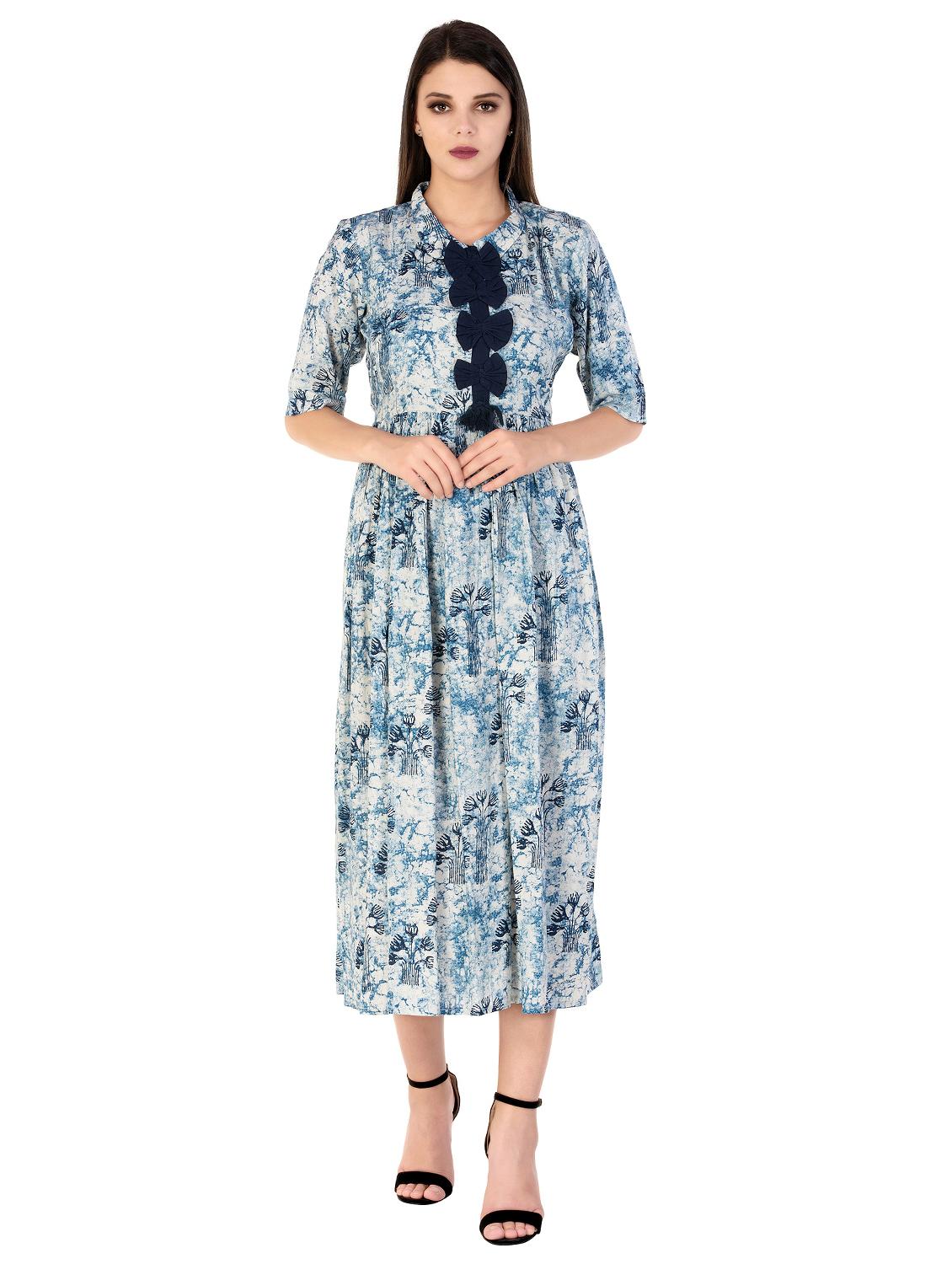 Flared bow detaling kurta - 15486924 - Zoom Image - 1