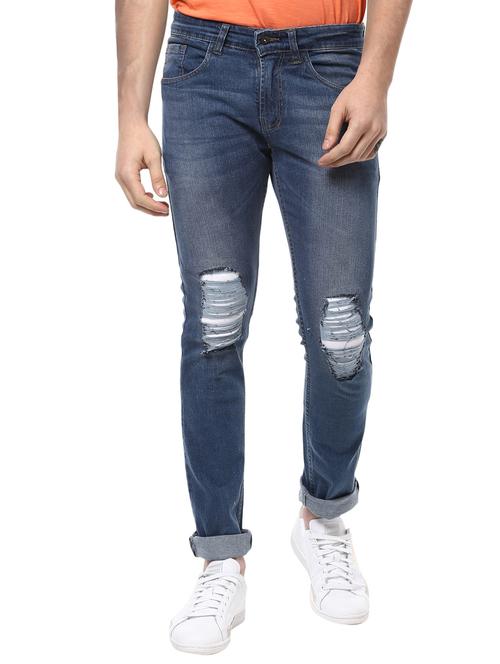 blue cotton blend ripped jeans - 15487086 - Very Small Image - 1