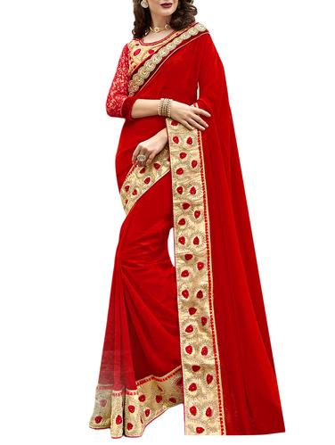 Golden bordered saree with blouse - 15487108 - Very Small Image - 1