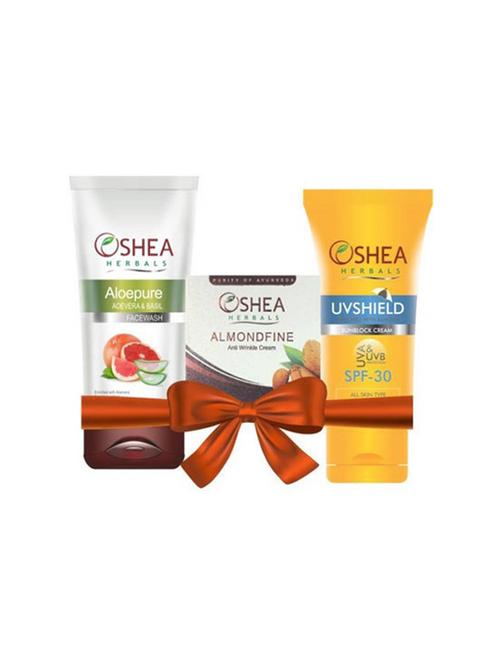 OSHEA AloePure FaceWash AlmondfineAnti Wrinkle Cream UV Shield Sun Block cream SPF 30 (Set of 3) - 15488062 - Standard Image - 1