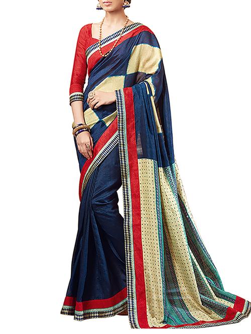 geometrical printed saree with blouse - 15490055 - Standard Image - 1