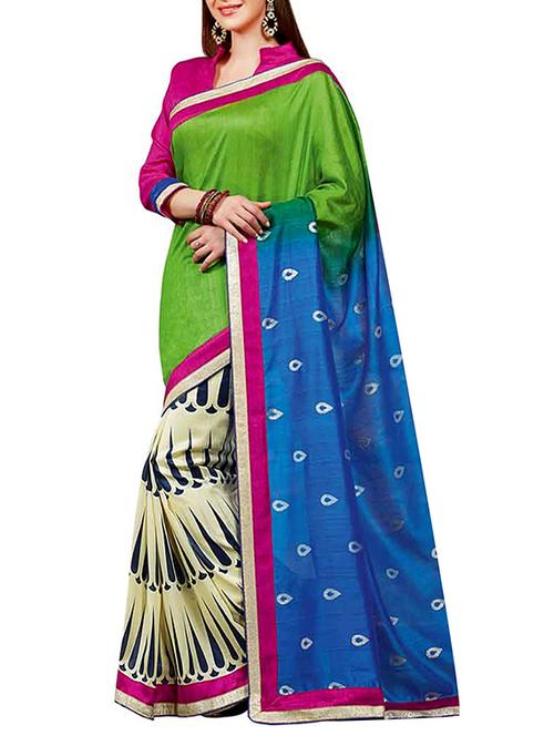 geometrical half and half saree with blouse - 15490123 - Standard Image - 1