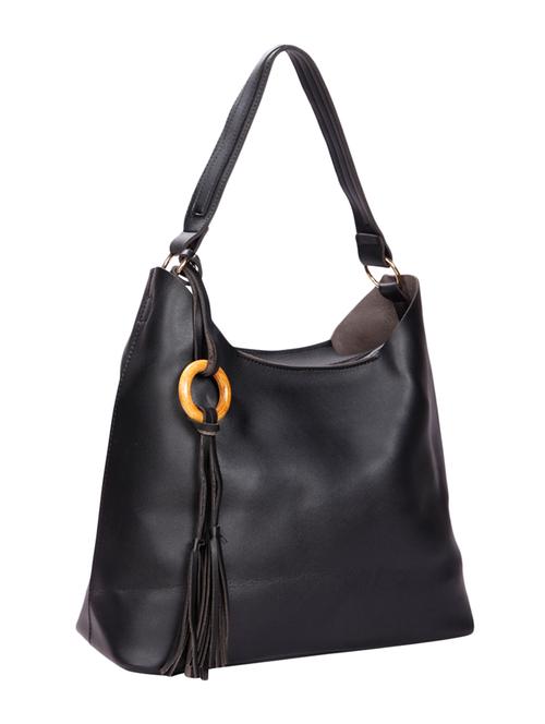black leatherette (pu) combo handbag - 15491051 - Standard Image - 1
