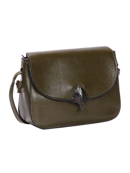 green leatherette (pu) regular sling bag - 15491091 - Very Small Image - 1