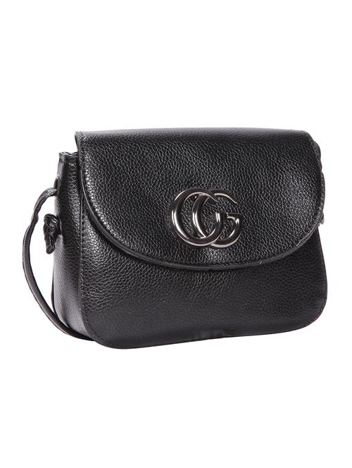 black leatherette (pu) regular sling bag - 15491107 - Standard Image - 1