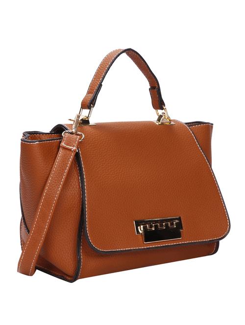 tan leatherette (pu) regular handbag - 15491124 - Standard Image - 1