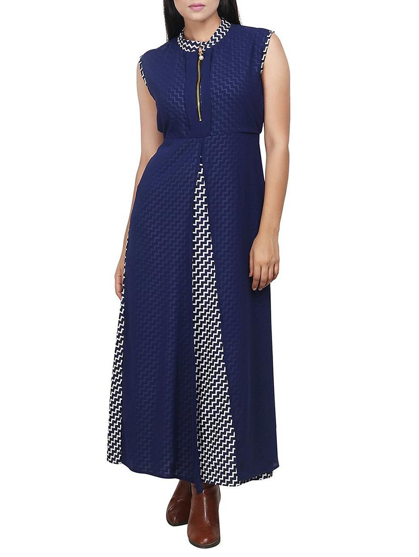 chevron layered zip detail dress - 15491174 - Zoom Image - 1