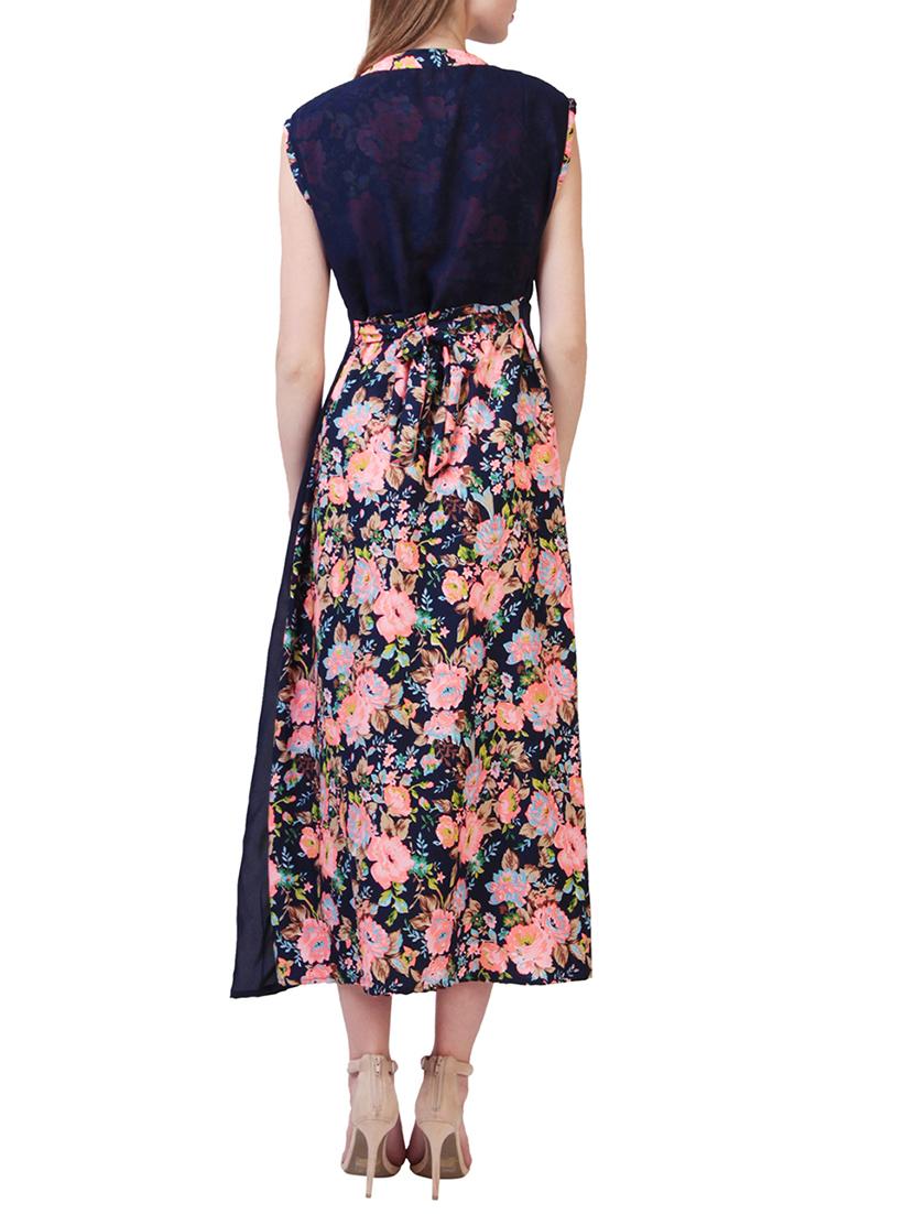 floral layered zip detail dress - 15491178 - Zoom Image - 3