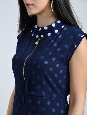polka dot layered zip detail dress - 15491179 - Standard Image - 4